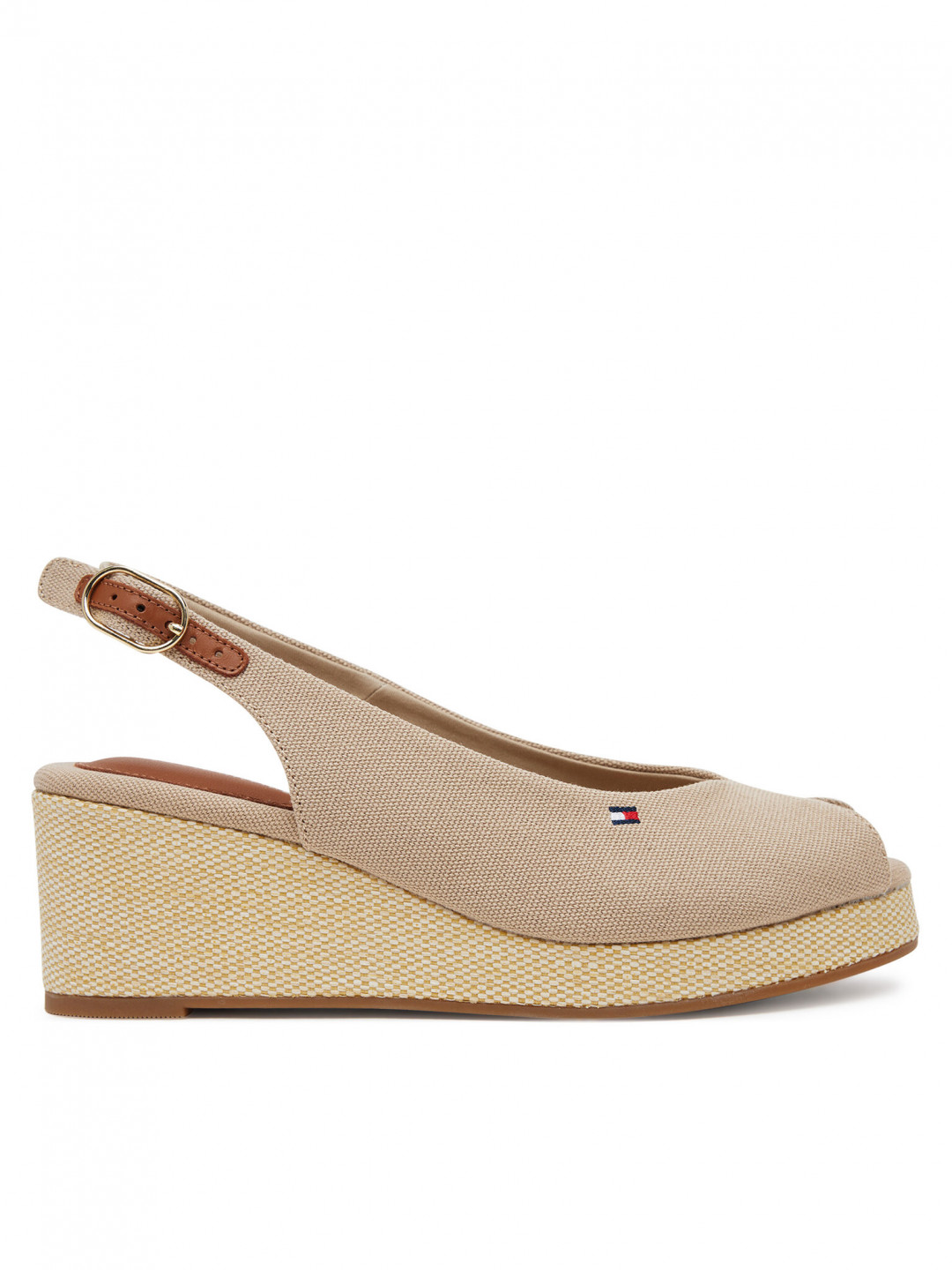 Tommy Hilfiger Sandály Flag Mid Wedge Espad Slingback FW0FW08595 Béžová